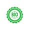 Bio 100 percent premium quality star sticker. Design element for packaging design and promotional material. Vector