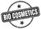 bio cosmetics stamp. bio cosmetics round vintage grunge label.