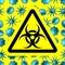 Bio hazard caution. Biological danger toxic symbol, virus risk, biohazard alert