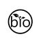 BIO inscription with leaf vector. Bio symbol in round icon vector.