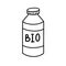 Bio isolated bottle on a white background.Recyclable plastic. Organic bottle.Biodegradable water bottle.Doodle style