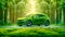 bio modern electric car concept using green natural renewable ecological energy, made with Generative AI
