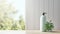 bio organic bottle of cleaning product and leaves