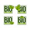 Bio Product, doodle organic leaves emblems, stickers, frames a