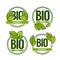 Bio Product, doodle organic leaves emblems, stickers, frames an
