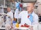 Biochemist checking fruits and vegetables