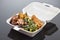 Biodegradable lunch box with rice, vegetable and food, convenient for food takeaway delivery