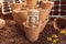 Biodegradable peat pot soil containers and US dollar banknotes