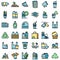 Biodegradable plastic icons set vector flat