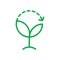 Biodegradable sign. Compostable product line icon. Plant with a circle arrow.