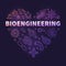 Bioengineering Heart vector Research concept heart-shaped purple linear banner - Bio Engineering creative illustration