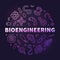 Bioengineering vector Research concept round outline purple banner - Bio Engineering creative illustration