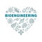 Bioengineering vector Science concept heart shaped banner - Bio Engineering illustration