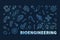 Bioengineering vector Science concept line blue horizontal banner - Bio-Engineering illustration