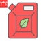 Biofuel color line icon, oil and ecology, jerrycan sign vector graphics, editable stroke colorful linear icon, eps 10.