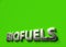Biofuels word as 3D sign or logo concept placed on green surface with copy space above it. New bio fuels technologies concept. 3D