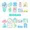 Biogas Energy Fuel Collection Icons Set Vector