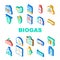 Biogas Energy Fuel Collection Icons Set Vector