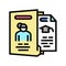 biography check and verification of candidates color icon vector illustration