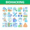 Biohacking Collection Elements Icons Set Vector