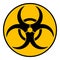 Biohazard caution sign. Symbol of hazard caused by biological microorganism, virus or toxin. Simple flat black vector