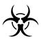 Biohazard caution sign. Symbol of hazard caused by biological microorganism, virus or toxin. Simple flat vector