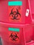 Biohazard containers in hospital for large numbers of sharp items