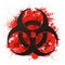 Biohazard dangerous sign on bloody background. Vector illustration