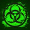 Biohazard dangerous sign on green slime background. Toxic waste vector illustration