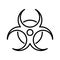 Biohazard icon. Linear logo of biological hazard. Black illustration of dangerous virus, microorganism, bacteria. Contour isolated