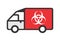 Biohazard medical waste truck icon