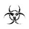 Biohazard sign, danger warning, biological contamination, pandemic symbol isolated, warning icon old