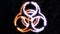 Biohazard sign, Electric discharges on the Biological hazard sign. Plasma on the badge. The sign has basis 8