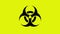 The biohazard sign pulsates and rotates. Seamless animation. On a yellow BG.