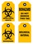 Biohazard symbol sign of biological threat alert, black yellow signage text, isolated