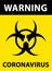 Biohazard symbol on yellow background with the words \\\