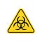Biohazard warn symbol on yellow sign. Isolated chemical hazard icon. Biological danger warn. Radiation caution zone. Vector EPS 10