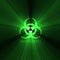 Biohazard warning sign green light halo