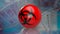 The biohazards  logo on red ball for medical or sci concept 3d rendering