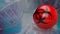 The biohazards  logo on red ball for medical or sci concept 3d rendering
