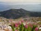 Biokovo mountain range. View from the top of Sveti Jure. Panorama of the Dinaric mountains in the morning. Beautiful landscape.