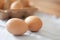 Biological brown chickeneggs on a table