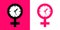 Biological clock - symbol of woman and female gender and sex symbol, sign and pictogram with clocks.