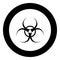 Biological danger icon black color in circle