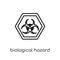Biological hazard sign icon. Trendy modern flat linear vector Bi