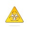 Biological hazard symbol. Yellow triangular warning sign. Microorganism, virus, toxin. Danger attention signal