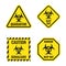 Biological hazard warning signs, biohazard danger icon set