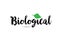 Biological text word with green leaf hand written for logo typography design template