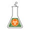 Biological weapon icon. Lab beaker flask with biohazard warning symbol on it. Concept of biological warfare.