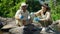 Biologist collecting natural water samples for research,